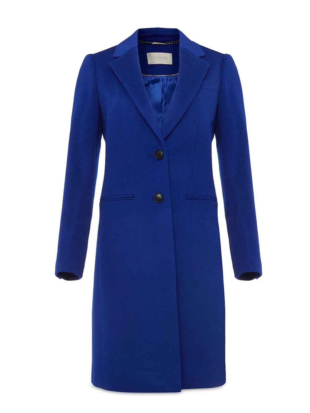 Hobbs London Royal Cobalt Blue Tilda 100% Wool Tailored Coat UK 8 US 4